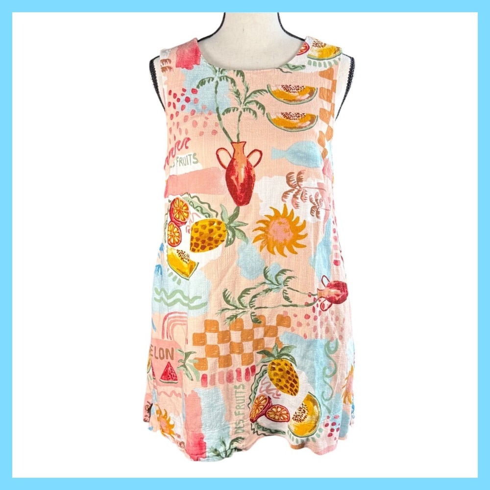 Paper Heart Anthropologie Des Fruits Sleeveless Dress Size S Summer Print  Vacay